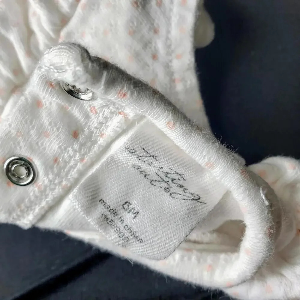 Starting Out Cotton White & Pink Polka Dot Bunny Rabbit Baby Girl Outfit Size 6M - Picture 3 of 11